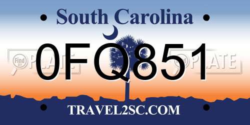 0FQ851 South Carolina License Plate
