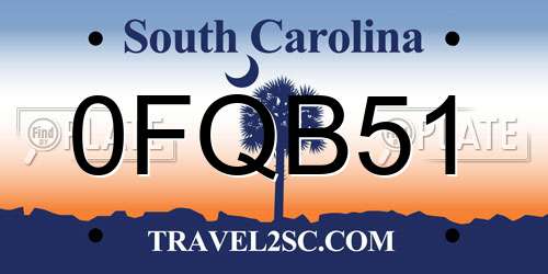 0FQB51 South Carolina License Plate