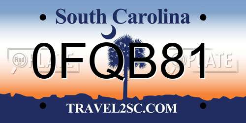 0FQB81 South Carolina License Plate