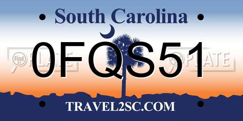 0FQS51 South Carolina License Plate