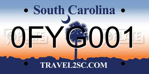 0FYG001 South Carolina License Plate