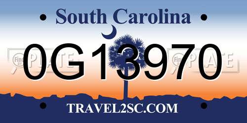 0G13970 South Carolina License Plate