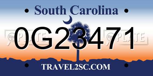 0G23471 South Carolina License Plate