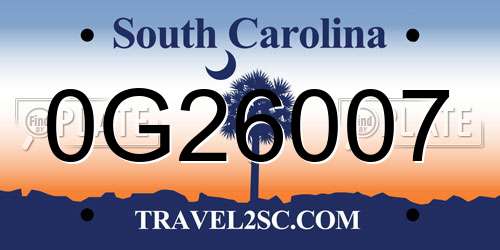 0G26007 South Carolina License Plate