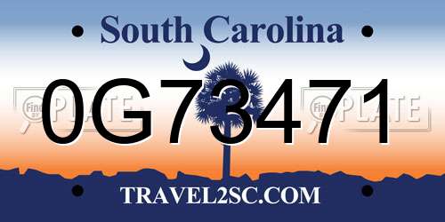 0G73471 South Carolina License Plate