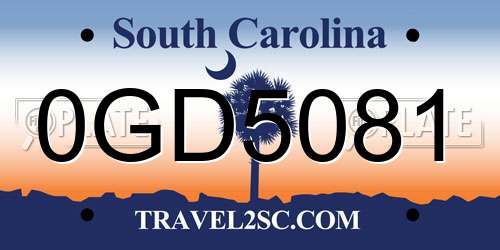 0GD5081 South Carolina License Plate