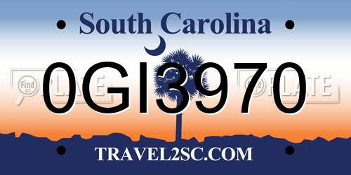 0GI3970 South Carolina License Plate