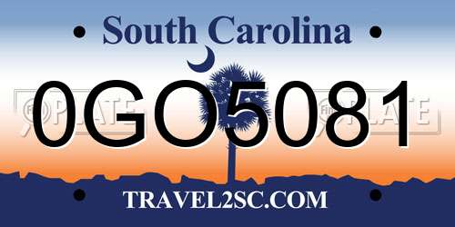 0GO5081 South Carolina License Plate