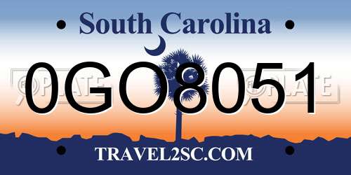 0GO8051 South Carolina License Plate