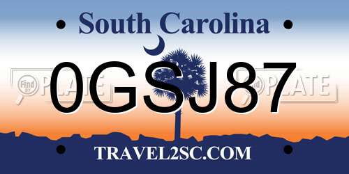 0GSJ87 South Carolina License Plate