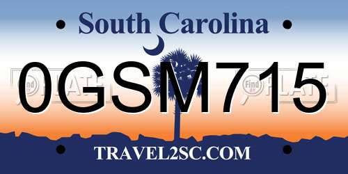 0GSM715 South Carolina License Plate