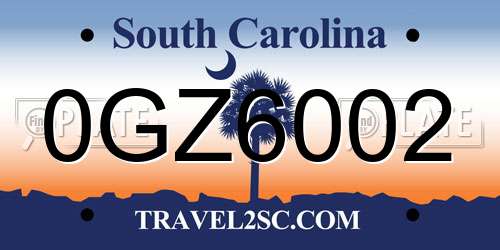 0GZ6002 South Carolina License Plate