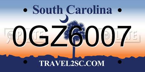 0GZ6007 South Carolina License Plate