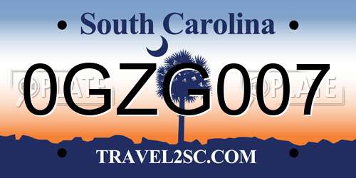 0GZG007 South Carolina License Plate
