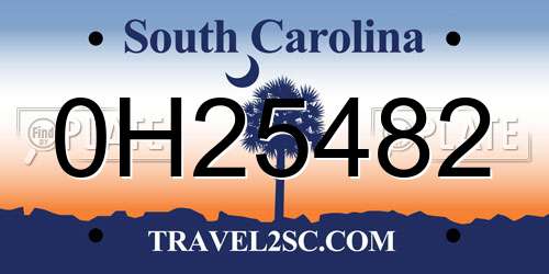 0H25482 South Carolina License Plate