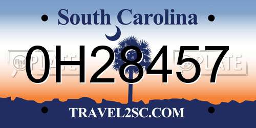 0H28457 South Carolina License Plate