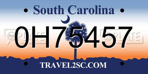 0H75457 South Carolina License Plate