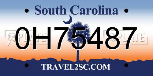 0H75487 South Carolina License Plate