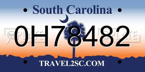 0H78482 South Carolina License Plate