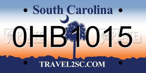 0HB1015 South Carolina License Plate