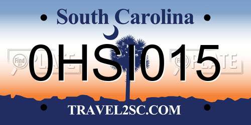 0HSI015 South Carolina License Plate