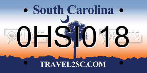 0HSI018 South Carolina License Plate