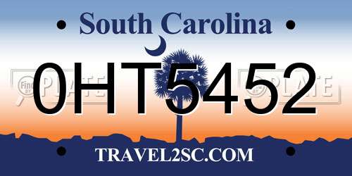 0HT5452 South Carolina License Plate