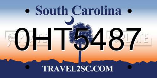 0HT5487 South Carolina License Plate