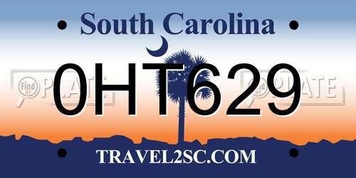 0HT629 South Carolina License Plate