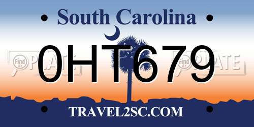 0HT679 South Carolina License Plate