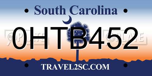 0HTB452 South Carolina License Plate