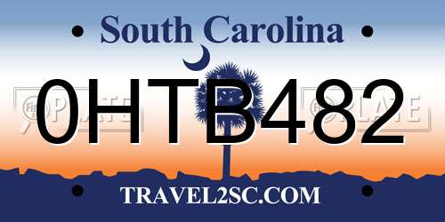 0HTB482 South Carolina License Plate