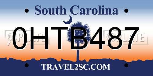 0HTB487 South Carolina License Plate