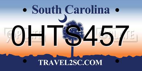 0HTS457 South Carolina License Plate