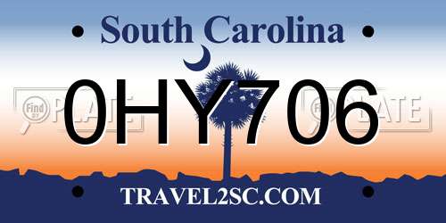 0HY706 South Carolina License Plate
