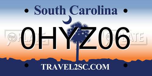 0HYZ06 South Carolina License Plate