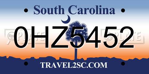 0HZ5452 South Carolina License Plate