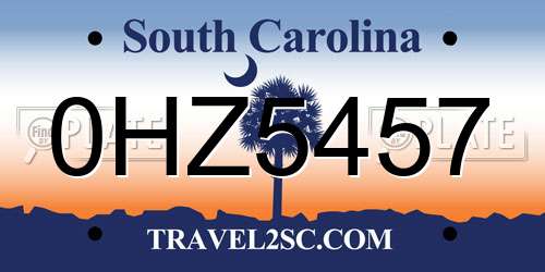 0HZ5457 South Carolina License Plate