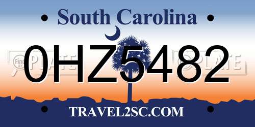 0HZ5482 South Carolina License Plate