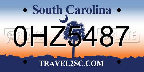 0HZ5487 South Carolina License Plate