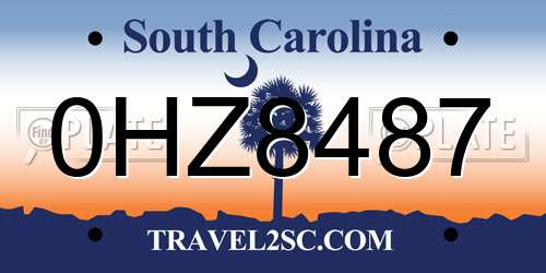 0HZ8487 South Carolina License Plate