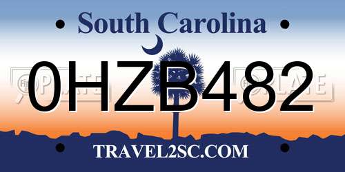 0HZB482 South Carolina License Plate