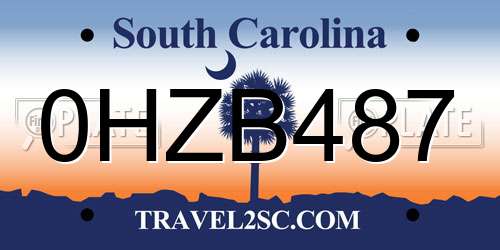 0HZB487 South Carolina License Plate