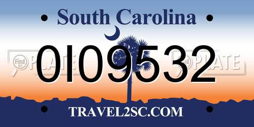 0I09532 South Carolina License Plate