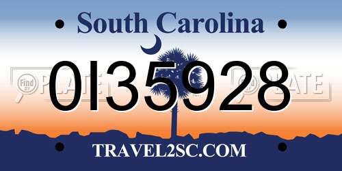 0I35928 South Carolina License Plate