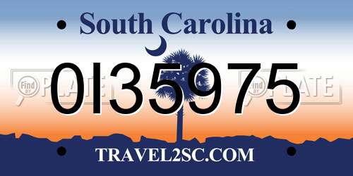 0I35975 South Carolina License Plate