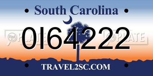 0I64222 South Carolina License Plate