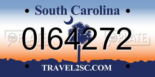 0I64272 South Carolina License Plate