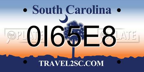 0I65E8 South Carolina License Plate
