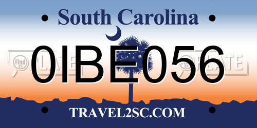 0IBE056 South Carolina License Plate